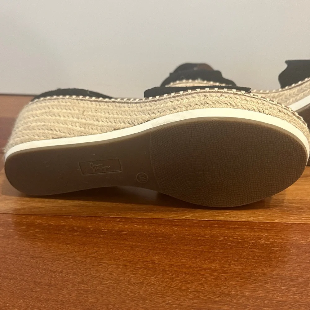 Black Espadrille Wedge Sandals